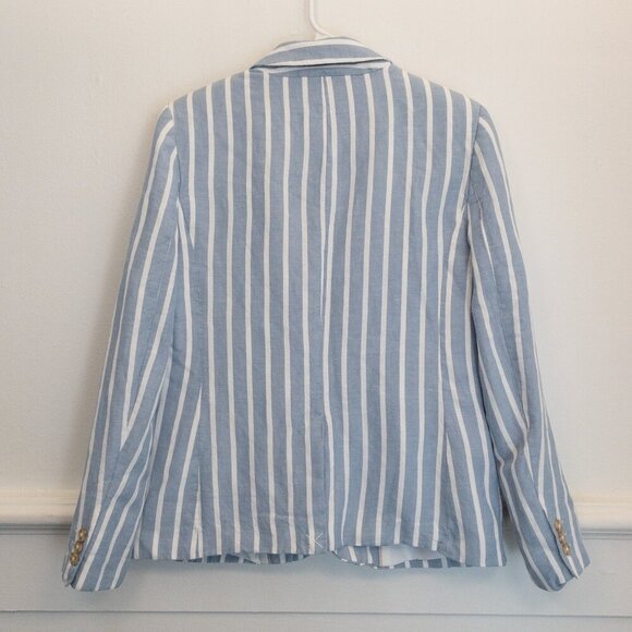 Philosophy Striped Linen Blend Blazer Jacket Size 8 Blue White Tailored - Picture 2 of 4